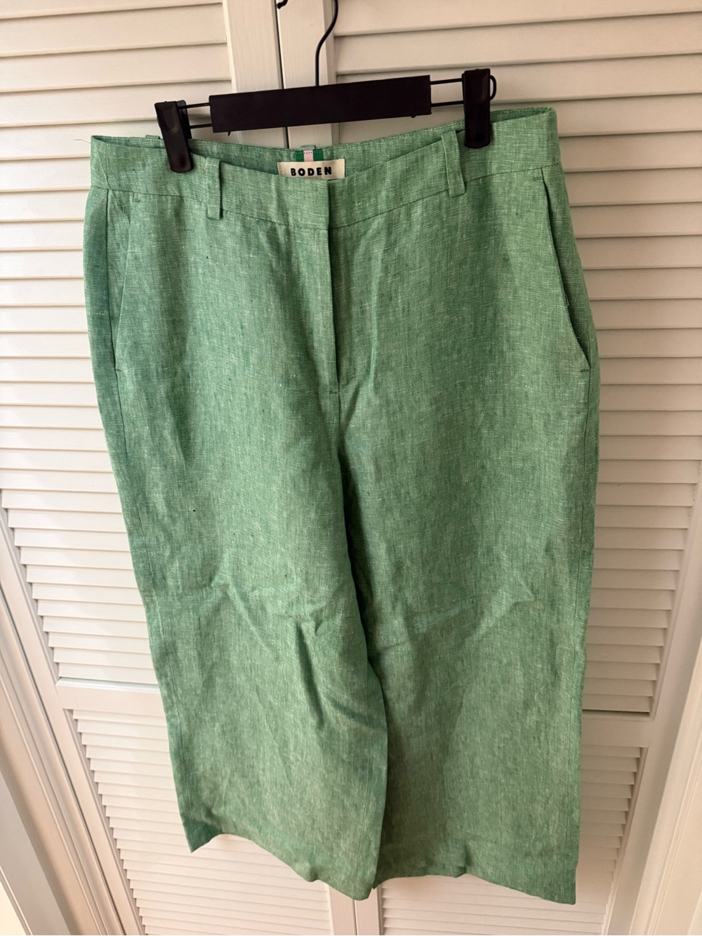 Boden Mint Green Linen-Blend Trousers